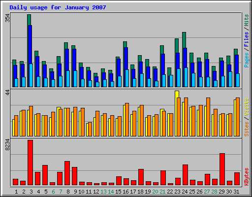 Daily usage for January 2007
