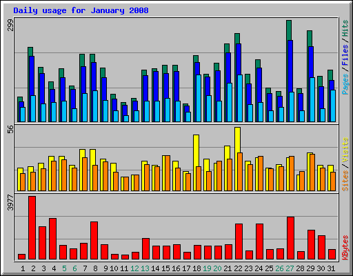 Daily usage for January 2008