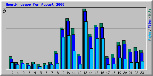 Hourly usage for August 2008